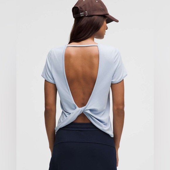 lululemon athletica Tops - LULULEMON Lululemon Twist-Back Soft Ribbed Short-Sleeve Top in BLUE LINEN